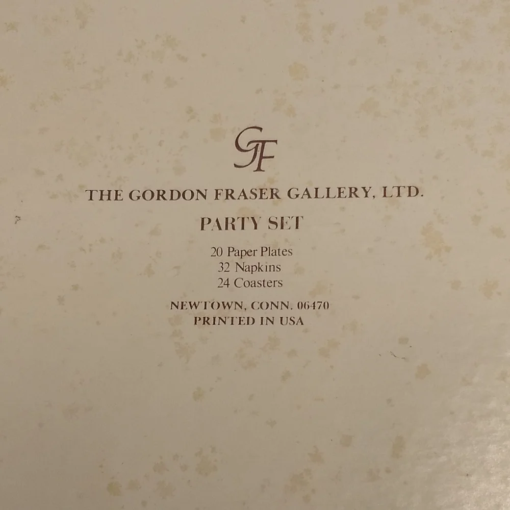Loon Design Gordon Fraser 76 PC Hostess Box Set Plates /Napkin /Coasters BLK/RED